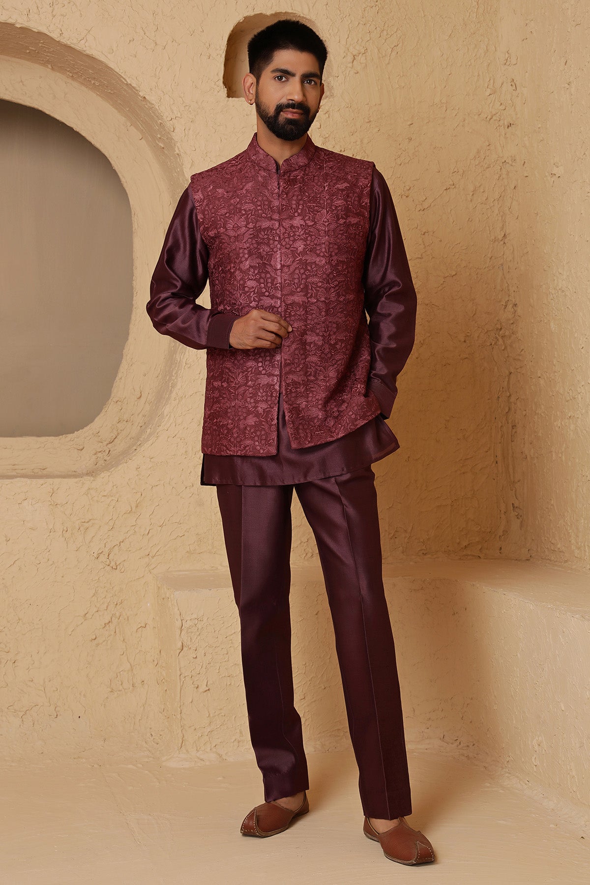 Buy Falsa Monga Silk Kurta & Pants for Men by Designer Harshita Dhanawat available online at ScrollnShops